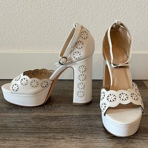Faux Leather Laser Cut Platform Heels